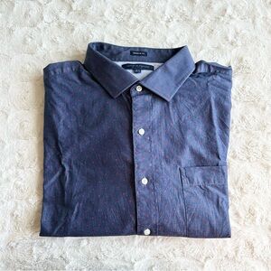 Tommy Hilfiger Dress Shirt Mens 18.5/34-35 in Blue Patterned Regular Fit Pocket